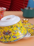 新内蒙古游牧民族盖碗蒙古特色风情手工泡茶碗杯，盖碗红色骨瓷茶促