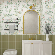 卫生间防水墙纸自粘浴室法式小碎花喇叭，美式田园翻新瓷砖壁纸贴纸