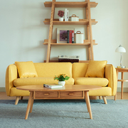 北欧实木小户型皮沙发日式简约工作室客厅办公时尚皮艺沙发