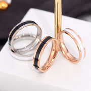黑白钛钢戒指女小众设计高级感情侣对戒素圈戒指简约尾戒食指指环