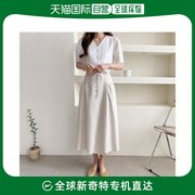 韩国直邮女士夏季基本款，20多岁大学生，简洁亚麻长裙
