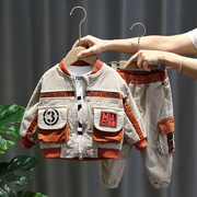 男童秋装套装婴幼儿童洋气，韩版春秋季衣服宝宝，休闲灯芯绒三件套潮