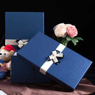 高档加大号码盒韩版长方形，蓝色圣诞礼物羽绒衣服婚纱包装盒收