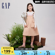 gap女童2024春季甜美宽松工装风背带，裙儿童装连衣裙890511