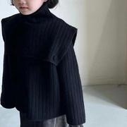 女童个性设计毛衣，韩国童装2022秋冬儿童长袖开衫针织衫外套