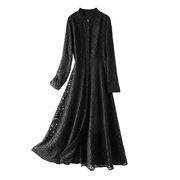 名媛范蕾丝(范蕾丝)大码连衣裙气质，优雅胖mm修身显瘦加绒保暖中长款小黑裙