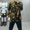 欧货韩版男士立领长袖衬衫简约舒适高品质印花轻薄透气防晒衬衣潮