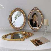 法式欧风复古vintag宫廷，浮雕金色异型镜子化妆镜，装饰挂镜墙面拍照