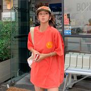 韩国特大码女装胖mm夏装可爱卡通笑脸图案宽松短袖T恤602