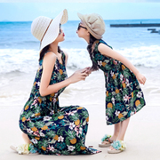 2023夏季韩版女童连衣裙纯棉，潮衣公主裙洋气亲子装，母女装棉绸沙滩