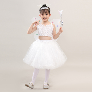 儿童环保衣服DIY创意制作白色舞台公主裙亲子女童时装秀走秀表演