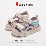 Abckids童鞋青少年夏季露趾凉鞋男女童防滑休闲撞色运动凉鞋