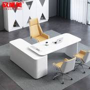 现代经理办公桌白色烤漆老板桌时尚简约大班台办公家具单人主管桌