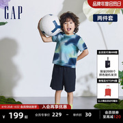 Gap男幼童2024春夏纯棉扎染小熊短袖T恤短裤运动套装890257