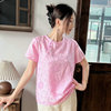 新中式国风真丝衬衫女圆领，短袖桑蚕丝上衣设计感小众百搭洋气小衫