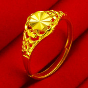 黄金戒指999足金色，au750纯金首饰不掉色真金，送自己结婚送妈妈