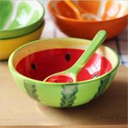 西瓜碗自带硼砂网红碗创意个性，做泥材料学生，好看ins沙拉水果餐具