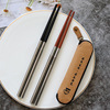旅游折叠筷子红木黑檀木不锈钢，便携伸缩筷子，户外餐具套装鸡翅木筷
