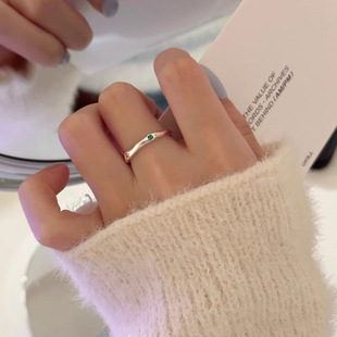 彩钻锆石戒指女韩版小众设计感时尚，个性简约百搭素圈食指环高级感