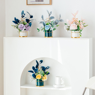 假花仿真花摆设绿植尤加利室内插花客厅时尚卧室装饰品茶几摆件花