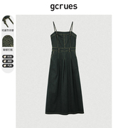 gcrues设计感小众吊带连衣裙2024年春秋赫本风牛仔裙子女春季