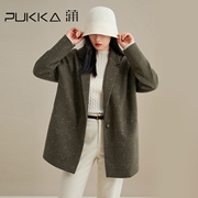 蒲PUKKA 西装外套女中长款西装领一粒扣西服高级感秋冬