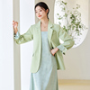 时尚韩版长袖西服外套女2024春季简约干练纯色西装裙子两件套