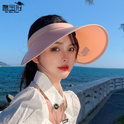 8096帽子女士夏季韩版可调节时尚，大沿空顶帽户外纯色无顶太阳帽子