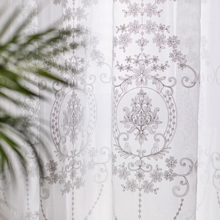 韩式镂空白色蕾丝窗帘，纱帘白纱飘窗窗纱阳台，纱绣花窗帘成品定制