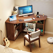 实木转角书桌卧室墙角省空间三角形电脑桌家用办公桌小户型写字桌