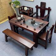 老船木木大板原木茶桌椅组合 老船木茶桌椅组合T小茶台实木茶桌功
