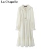 拉夏贝尔lachapelle法式甜美雪纺连衣裙木耳花边收腰长裙子