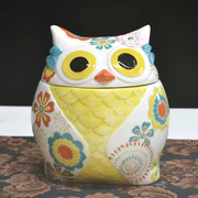 美式乡村猫头鹰装饰可爱动物陶瓷，罐子摆件创意客厅儿童房家居