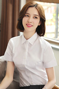 白色短袖衬衫女职业OL女装正装夏季韩版修身显瘦棉衬衣工装工作服