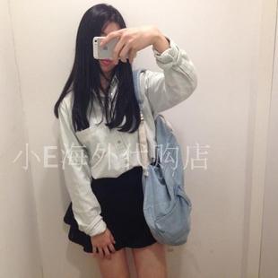 现货美国American apparel /AA复古水洗男友长袖牛仔衬衫