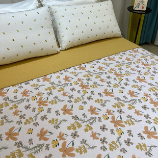 纯棉绗缝床盖三件套单件衍缝被双人床，铺盖榻榻米夹棉加厚床单垫被