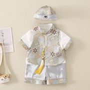 宝宝一周岁抓周唐装礼服婴儿夏季百天百岁衣服儿童中国风汉服套装
