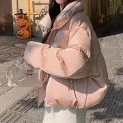 奶fufu粉色棉服立领，面包服加厚短款外套女2024新年装小个子