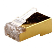 屏蔽超六类水晶头镀金色8芯盒装纯铜，6类屏蔽水晶头rj45电脑头
