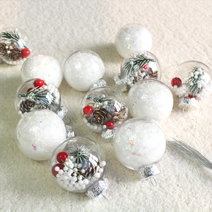 圣诞树装饰挂件圣诞球彩球白雪球圣诞挂饰6cm吊饰球圣诞节装饰品