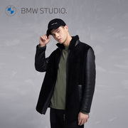 BMW Studio宝马男装秋冬季时尚潮流羊皮毛一体男士夹克外套