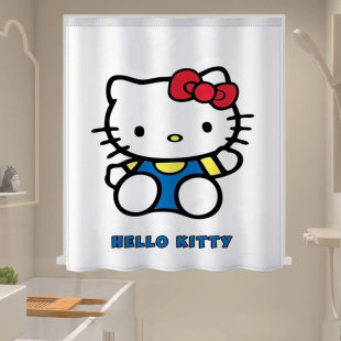 卫生间窗帘防水浴室厨房厕所，魔术贴自粘粘贴式卡通kt猫hellokitty
