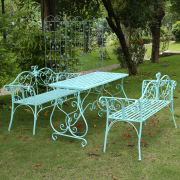 欧式户外铁艺桌椅露天庭院休闲花园室内阳台茶几长沙发三件套桌椅