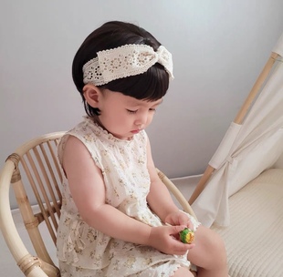 韩国进口可爱婴儿发带儿童淑女镂空蕾丝花朵发饰周岁照头饰