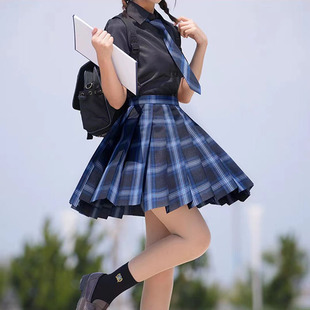 F-100-孤品杂款高品质海月JK格裙学院百折高腰短裙D1201