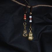 黄铜手工葫芦年年有余汽车钥匙链葫芦挂件，钥匙扣男女吊坠平安护身