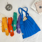 韩国18色小众褶皱折叠手提包女简约百搭购物袋风琴包单肩包袋