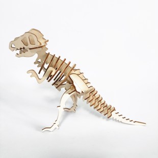 霸王角恐爪龙骨架，木制立体拼图模型幼儿园，拼装恐龙形积木榫卯拼装