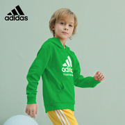 adidas阿迪达斯童装连帽卫衣，男女中大童装套头衫，运动休闲儿童上衣