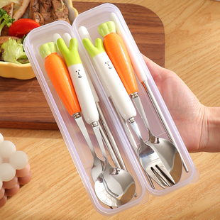 筷子勺子套装餐具三件套筷勺套装可爱勺子套装便携餐具学生餐具盒